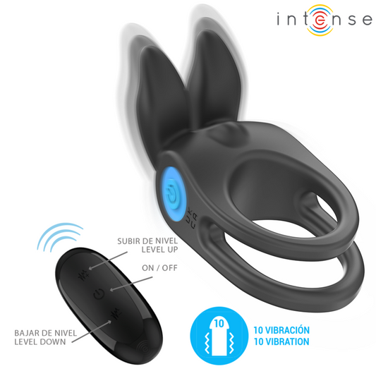 Intense Couples Toys Intense - Sam Vibrator Double Penis Ring 10 Vibrations Black