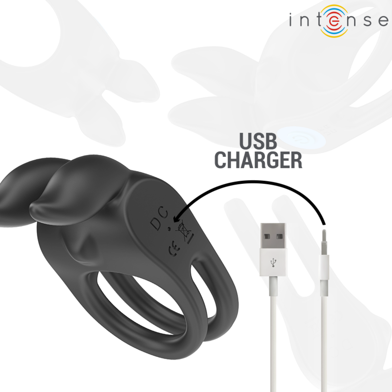 Intense Couples Toys Intense - Sam Vibrator Double Penis Ring 10 Vibrations Black