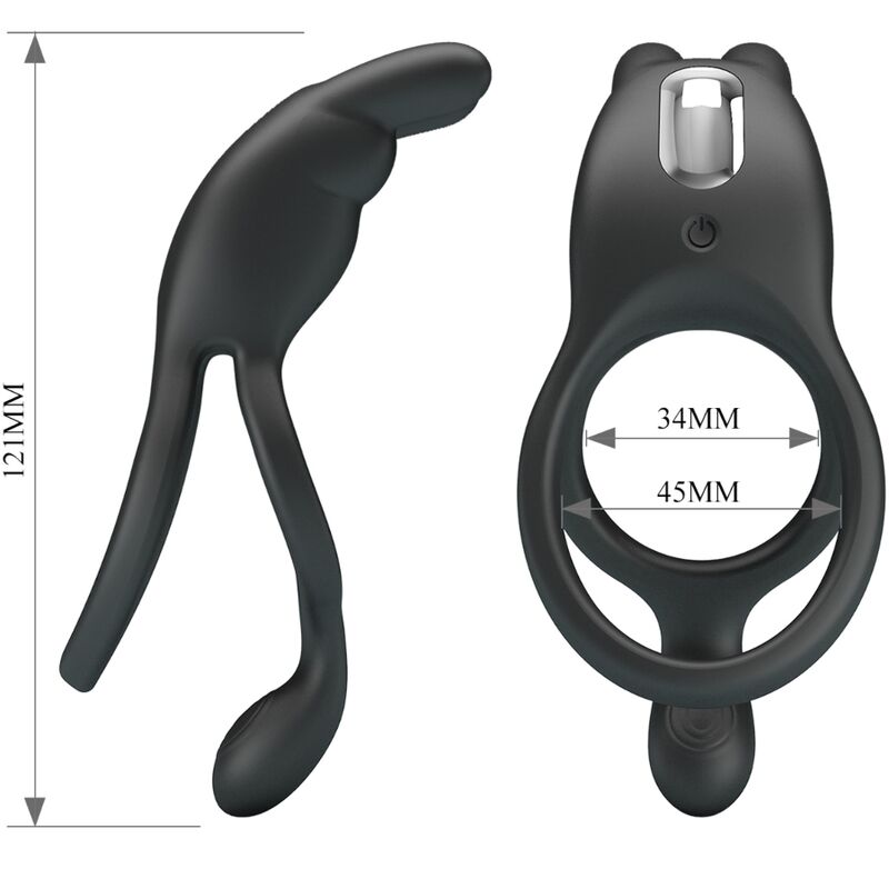 Pretty Love Seth Double Vibrating Ring Rabbit 7 Vibrations Black