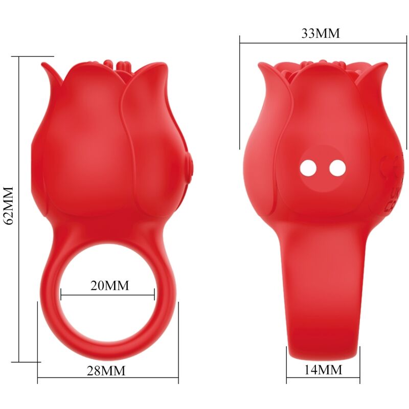 Pretty Love Jae Rose Shaped Finger Vibrator 10 Vibrations Red