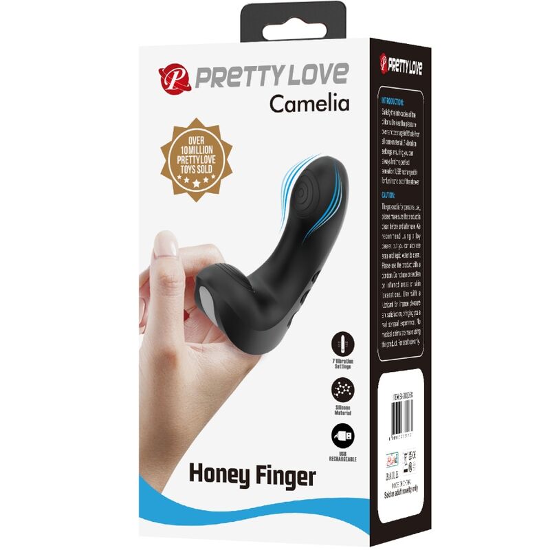 Pretty Love Camelia Finger Vibrator 7 Vibrations Black
