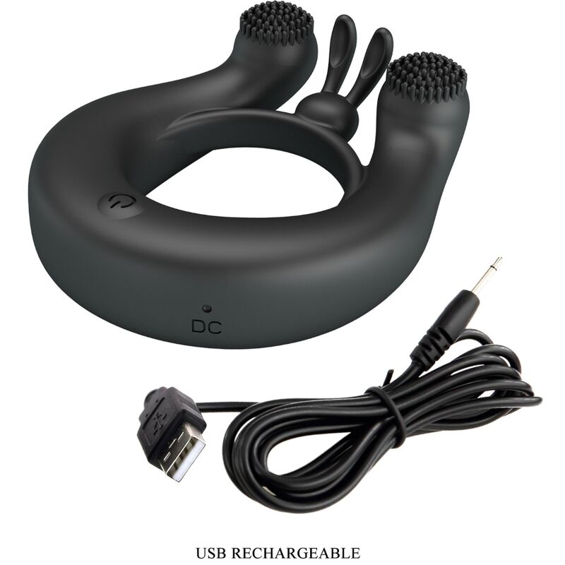 Pretty Love Dahlia Vibrating Ring + Clitoris Stimulator 12 Vibrations Black