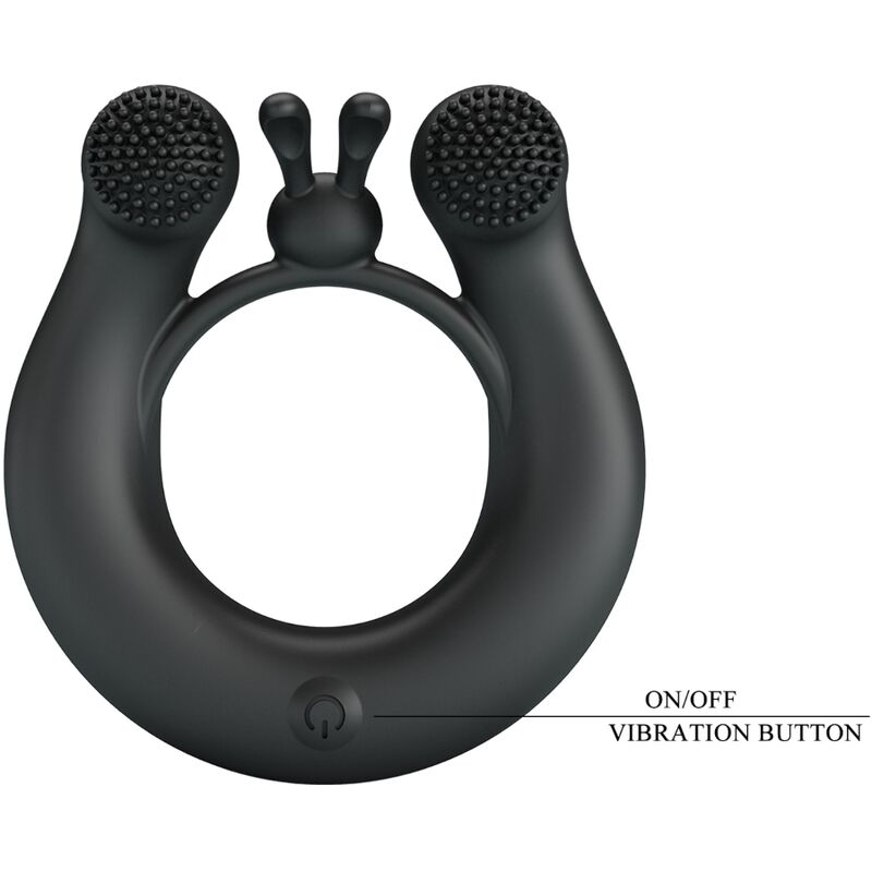 Pretty Love Dahlia Vibrating Ring + Clitoris Stimulator 12 Vibrations Black