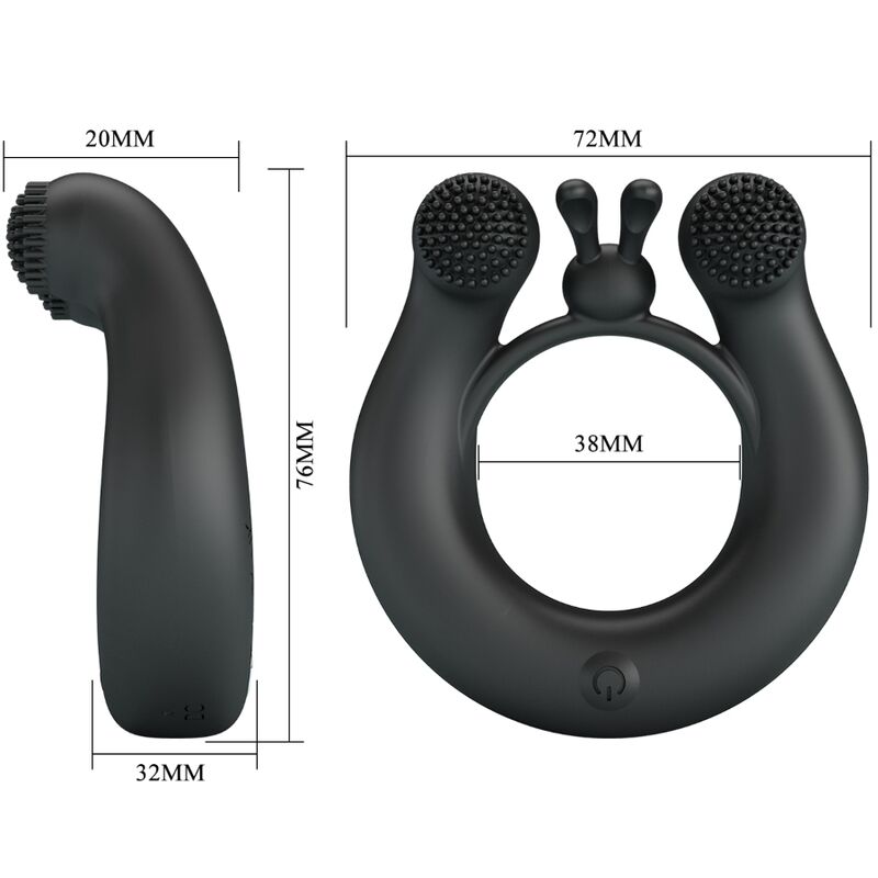 Pretty Love Dahlia Vibrating Ring + Clitoris Stimulator 12 Vibrations Black