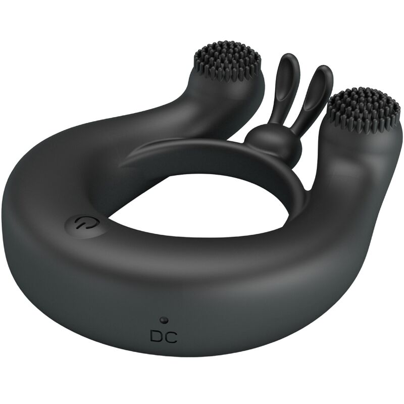 Pretty Love Dahlia Vibrating Ring + Clitoris Stimulator 12 Vibrations Black
