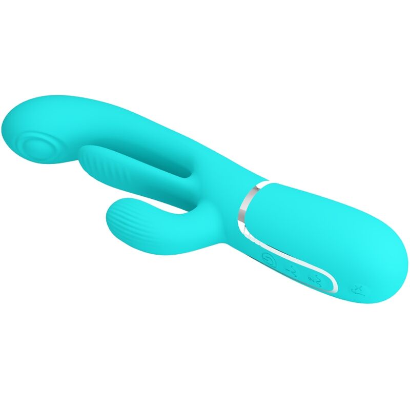 Pretty Love Shania Triple Rabbit Multifunction Vibrator 3 In 1 Blue