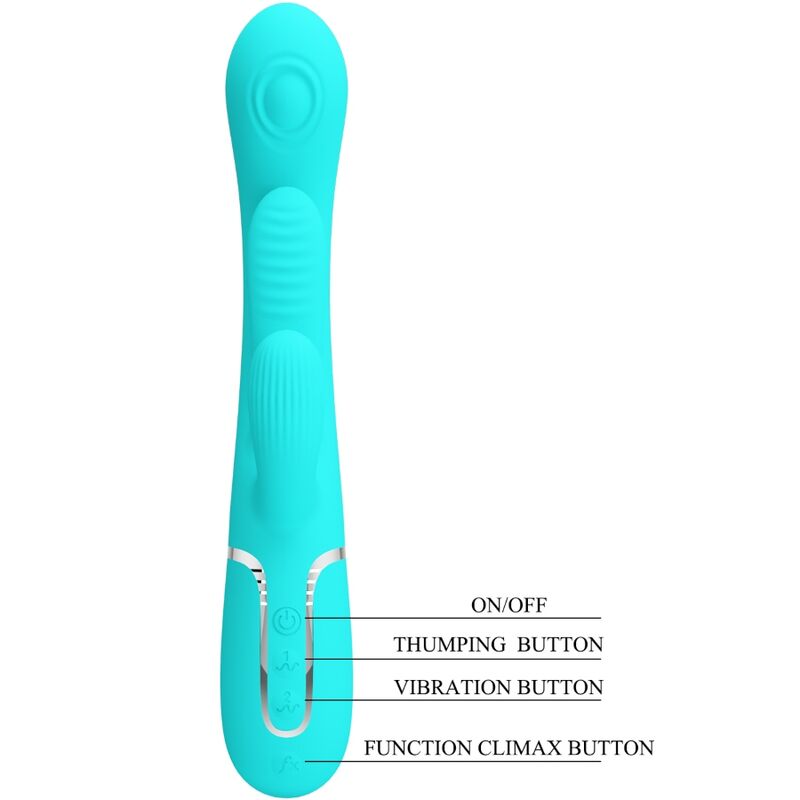 Pretty Love Shania Triple Rabbit Multifunction Vibrator 3 In 1 Blue