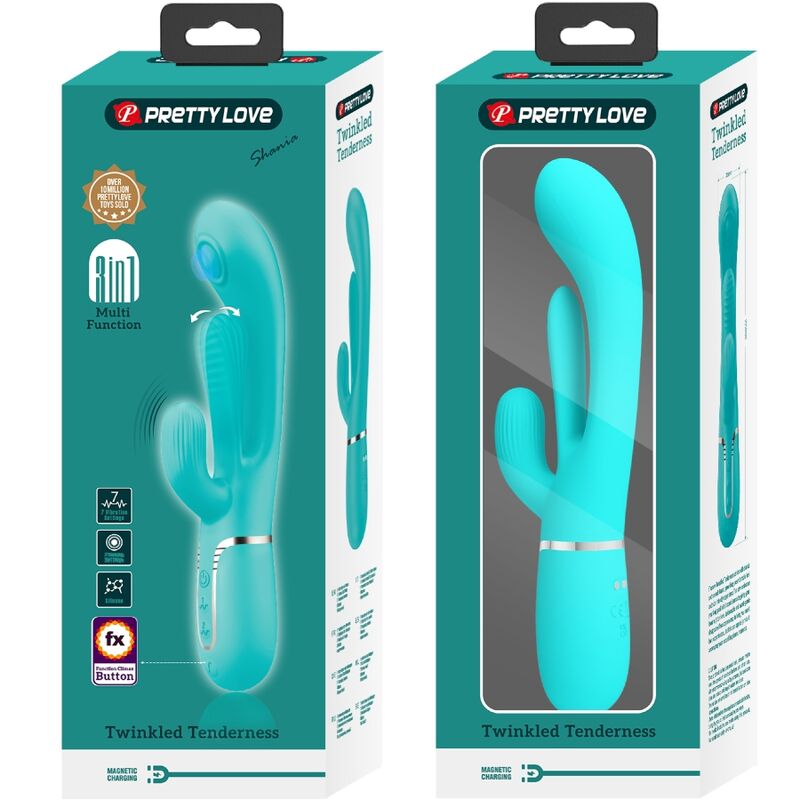 Pretty Love Shania Triple Rabbit Multifunction Vibrator 3 In 1 Blue
