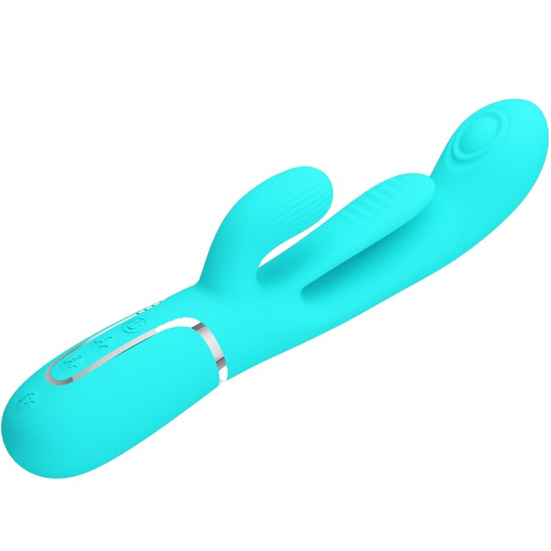 Pretty Love Shania Triple Rabbit Multifunction Vibrator 3 In 1 Blue
