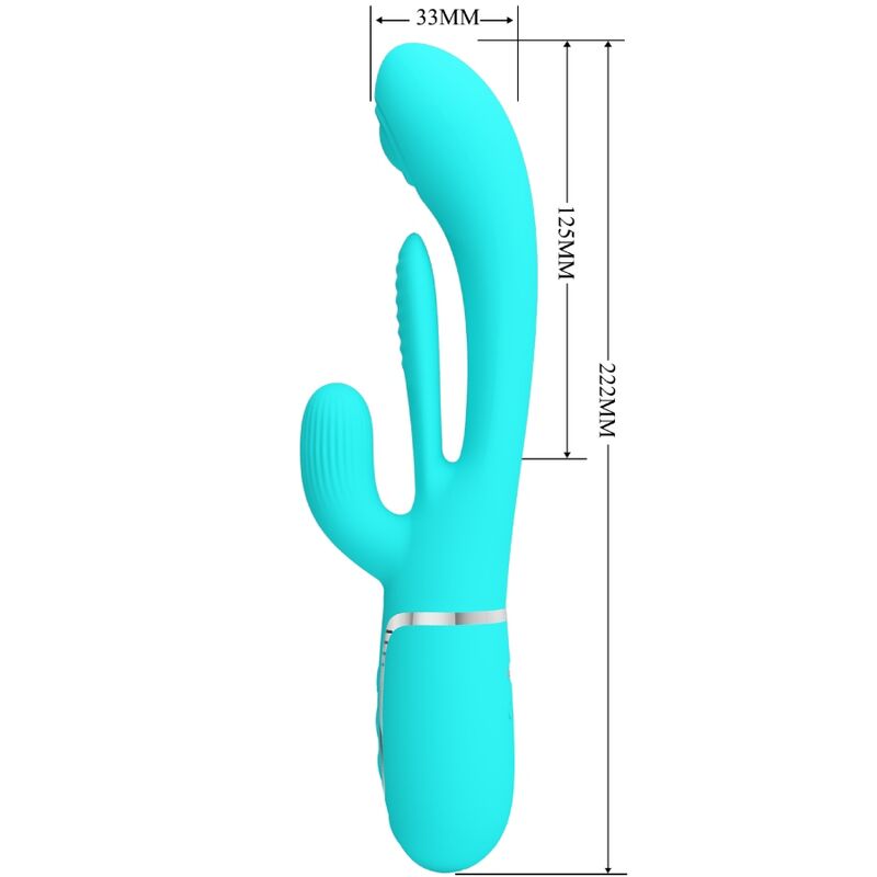 Pretty Love Shania Triple Rabbit Multifunction Vibrator 3 In 1 Blue