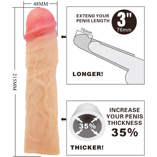 Pretty Love Derek Penis Sleeve With 7.6 Cm Extension Flesh