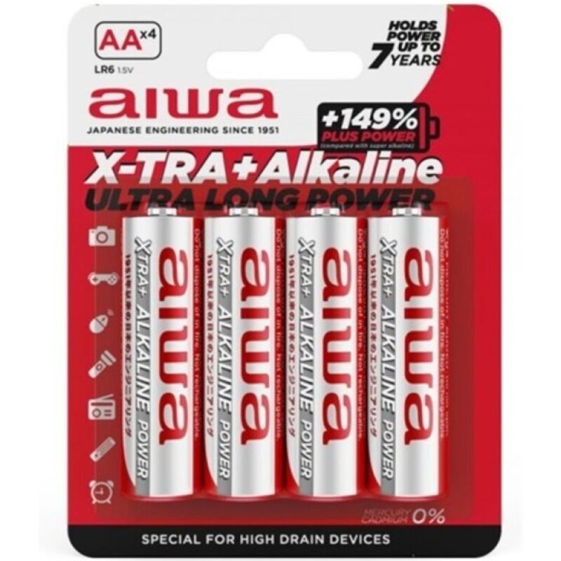 Aiwa X-Tra Alkaline Aa Alkaline Battery Lr6 Blister*4