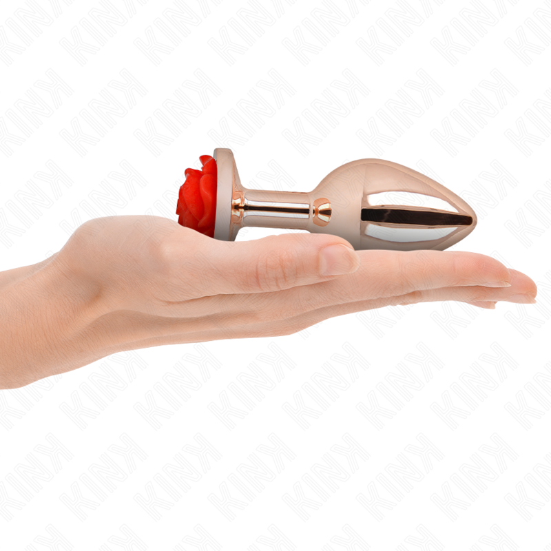 Kink Pleasure Plugs Kink - Pink Gold Anal Plug With Red Rose L