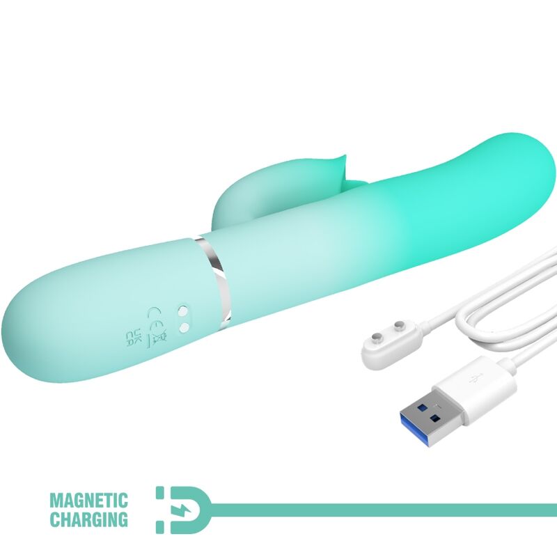 Pretty Love Flirtation Pretty Love - Gigi Multifunction Rabbit Vibrator Aqua Green