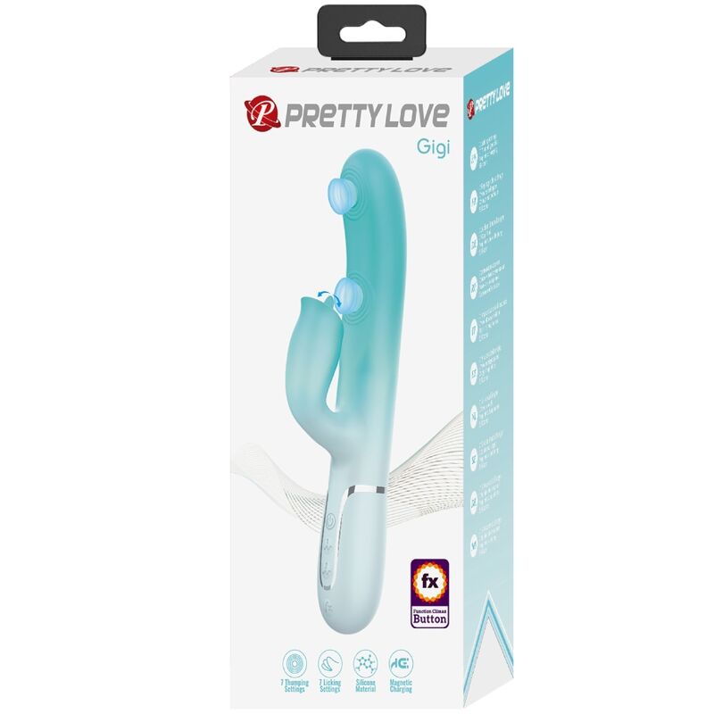 Pretty Love Flirtation Pretty Love - Gigi Multifunction Rabbit Vibrator Aqua Green
