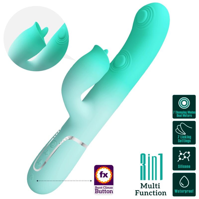 Pretty Love Flirtation Pretty Love - Gigi Multifunction Rabbit Vibrator Aqua Green