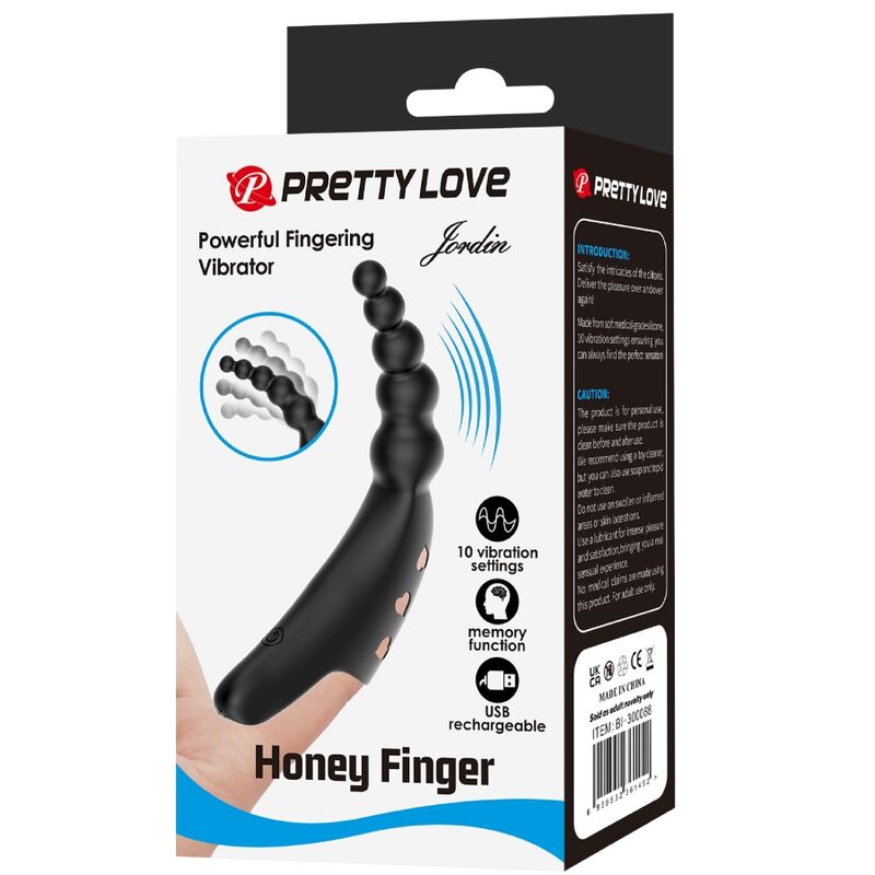 Pretty Love Jordin Finger Vibrator 10 Vibrations Black
