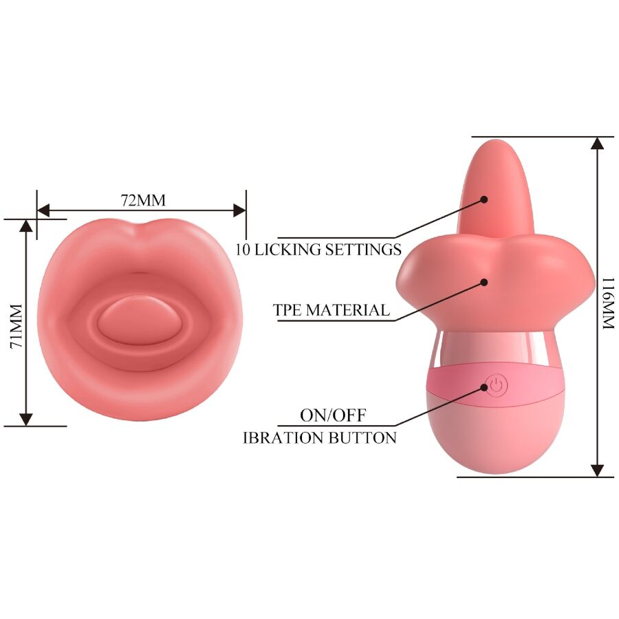 Pretty Love Kylee Tongue Clitoris Stimulator 10 Vibrations Nude Pink