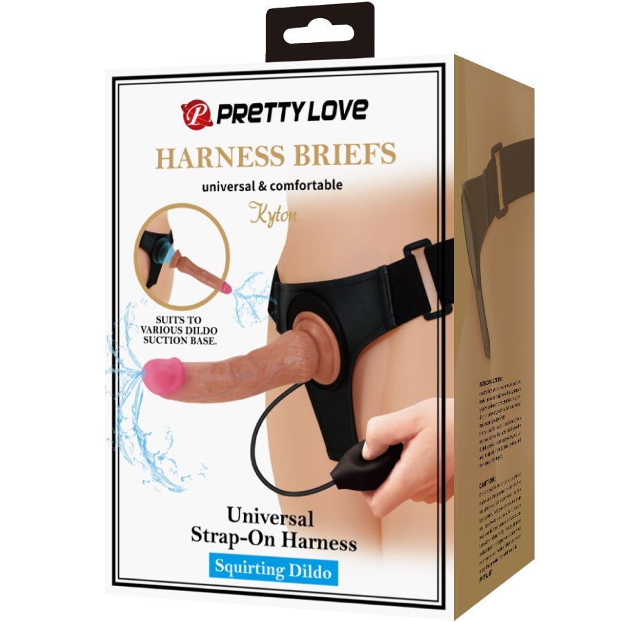 Pretty Love Kyton Universal Harness Briefs With Squirting Dildo 19 Cm Mulato