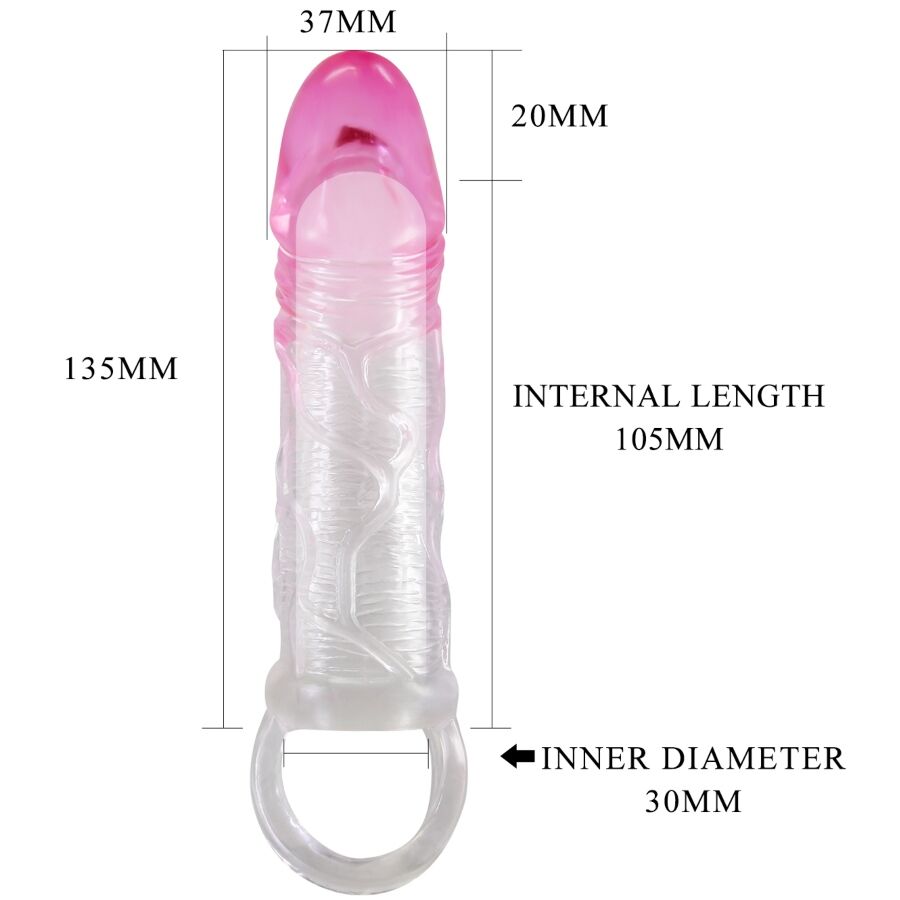 Pretty Love Odes Realistic 2 Cm Enlargement Sheath For Penis Pink