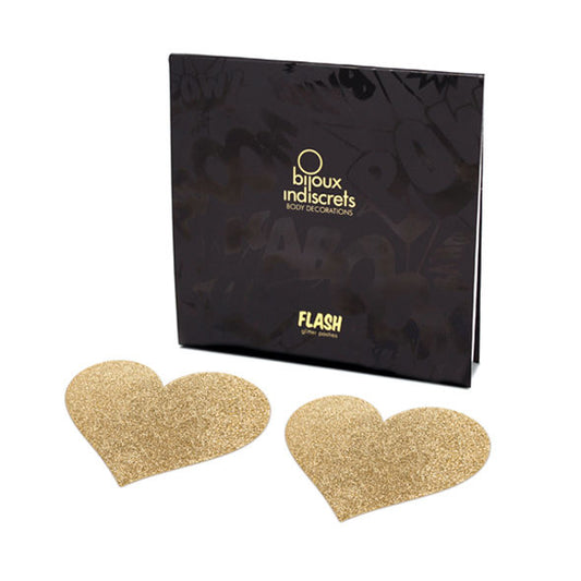 Bijoux Flash Collection Bijoux - Indiscrets Flash Golden Heart Nipple Covers