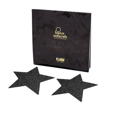 Bijoux Flash Collection Bijoux - Indiscrets Flash Black Star Nipple Caps