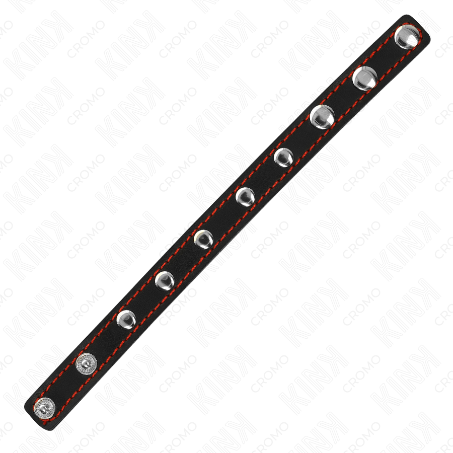 Kink Ring Power Kink - Leather Penis Ring With Pressure Closure Red Lining 21 X 1.5 Cm