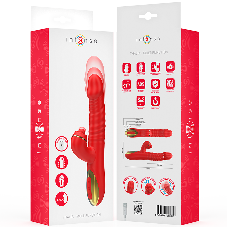 Intense Thalia Thrusting Tapping Dual Vibrator Red