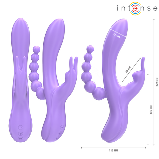 Intense Fun Intense - Miko Triple Vibrator Rabbit & Stimulator & Anal 7 Vibrations Purple
