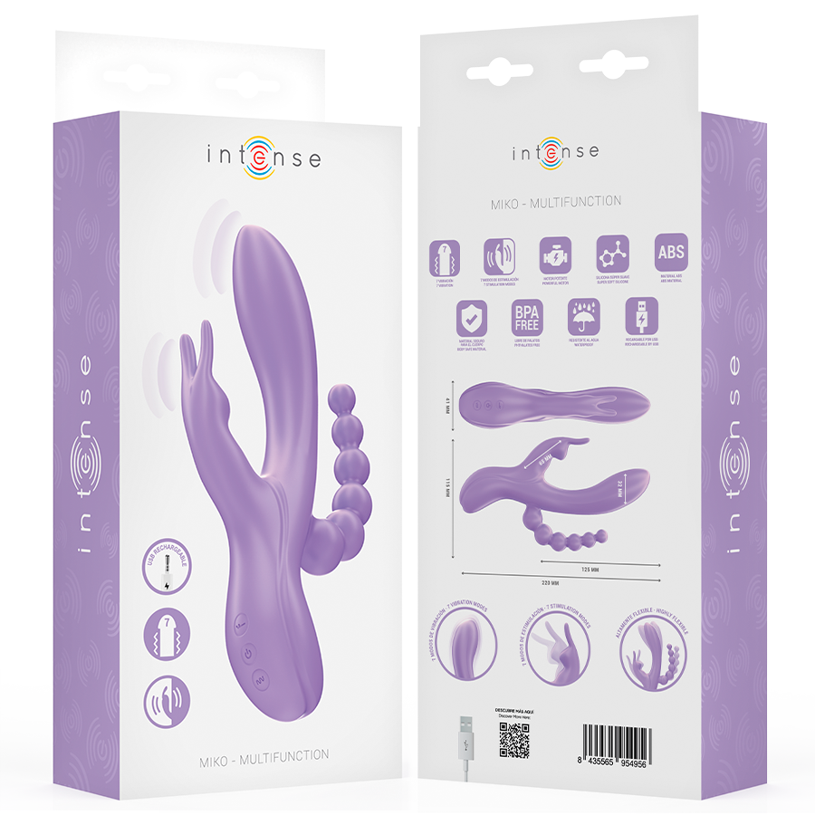 Intense Fun Intense - Miko Triple Vibrator Rabbit & Stimulator & Anal 7 Vibrations Purple
