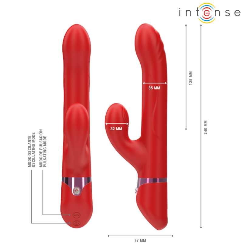 Intense Fun Intense - Lele Multifunction Vibrator Rotating & Oscillation & Stimulation Red