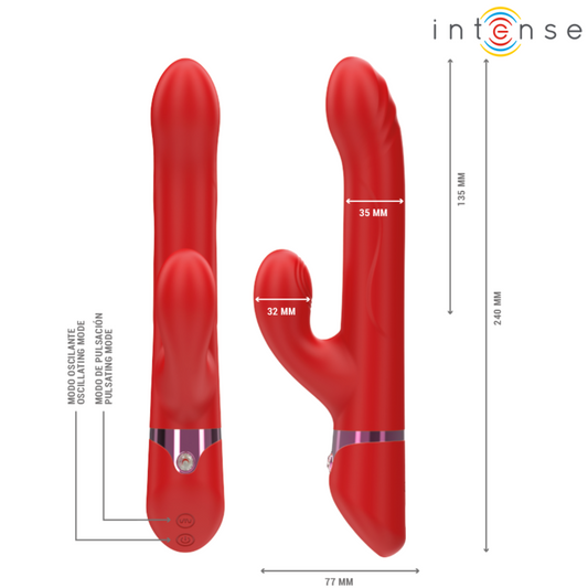 Intense Fun Intense - Lele Multifunction Vibrator Rotating & Oscillation & Stimulation Red
