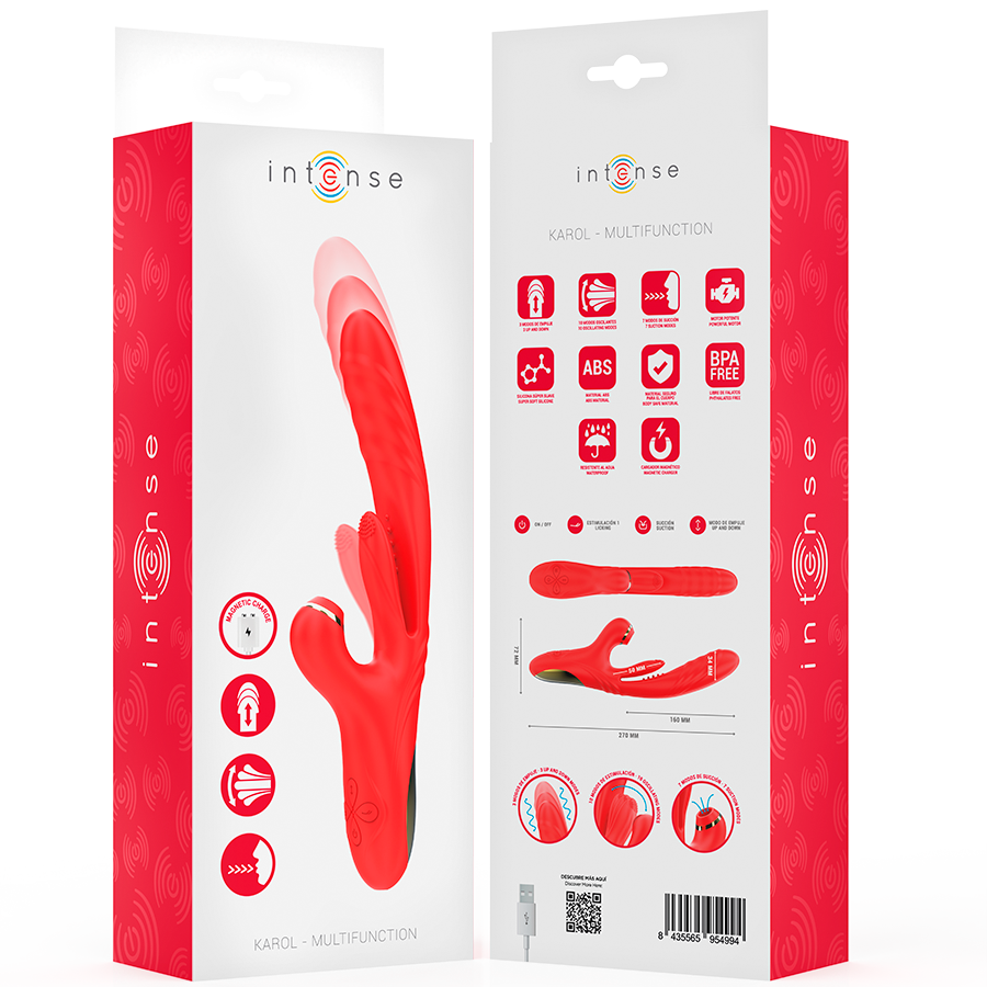 Intense Karol Multifunction Vibrator Thrust & Stimulation & Suction Red