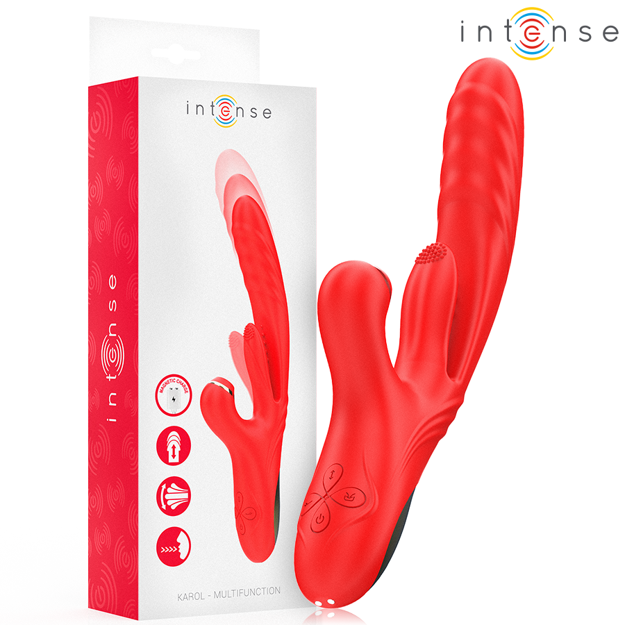 Intense Karol Multifunction Vibrator Thrust & Stimulation & Suction Red