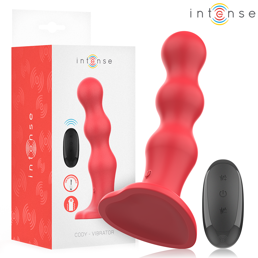 Intense Cody Vibrator with Suction Cup & Remote Control Red