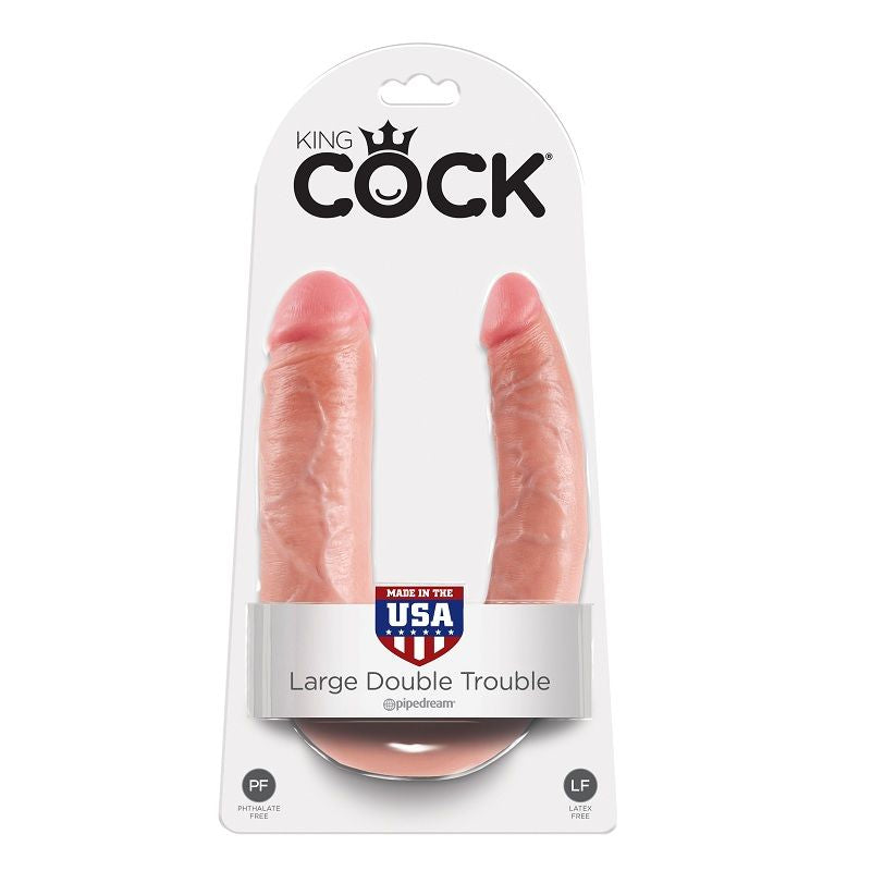 King Cock U-Shaped Large Double Trouble Flesh 17.8 Cm