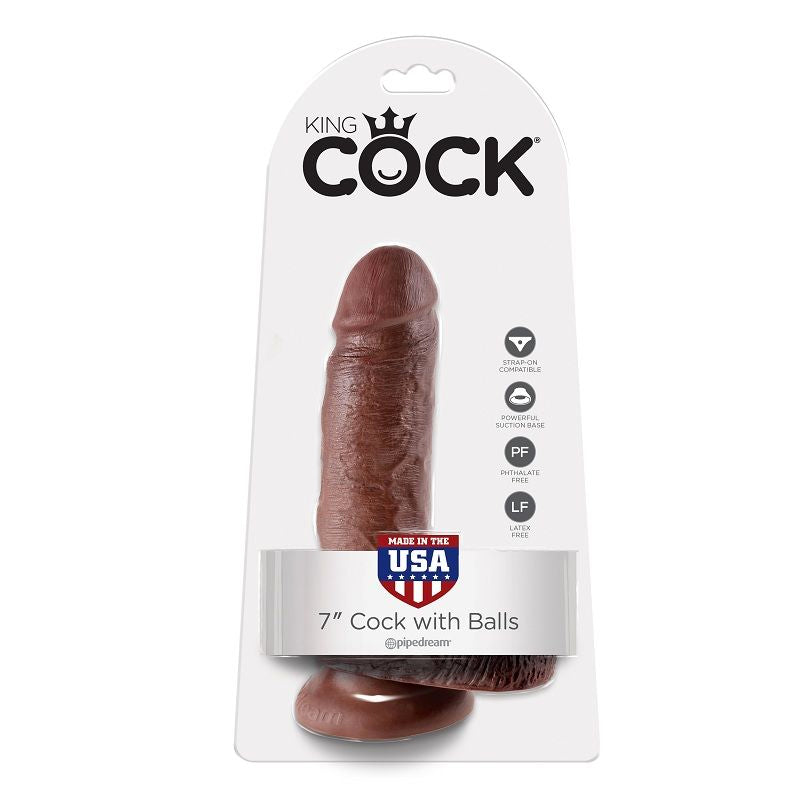 King Cock 7 Dildo Brown With Balls 17.8 Cm