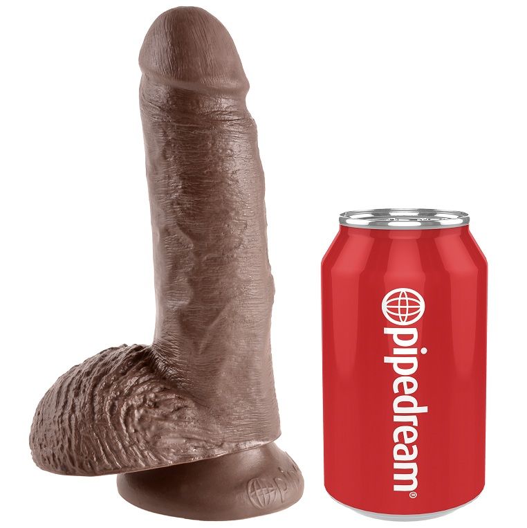 King Cock 7 Dildo Brown With Balls 17.8 Cm
