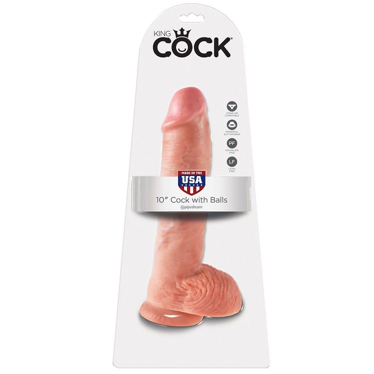 King Cock 10 Dildo Flesh With Balls 26.5 Cm