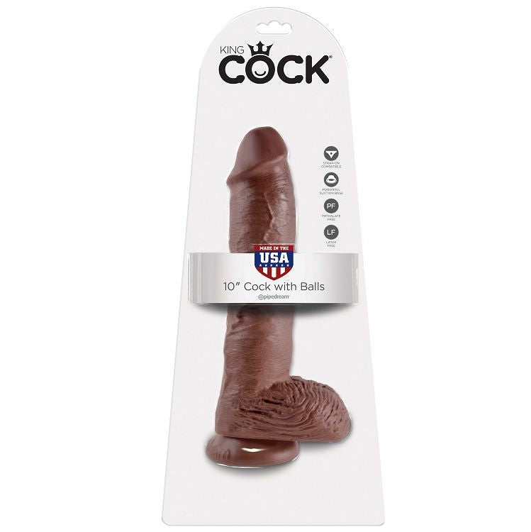 King Cock 10 Dildo Brown With Balls 25.4 Cm