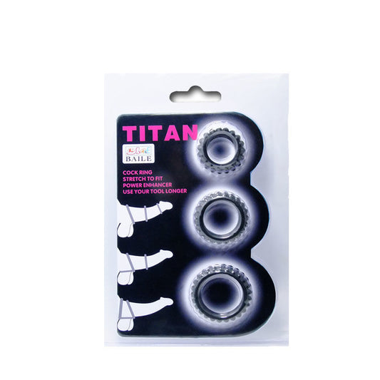 Baile For Him Baile - Titan Set 3Pcs Cock Ring Black 2.8 + 2.4 + 1.9 Cm