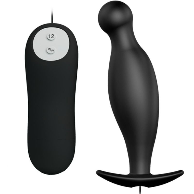 Pretty Love Silicone Anal Plug 12 Vibration Modes Black