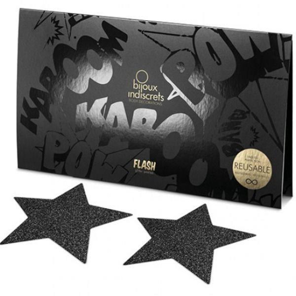 Bijoux Flash Collection Bijoux - Indiscrets Flash Black Star Nipple Caps
