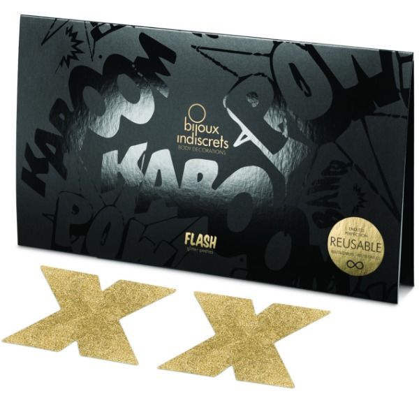 Bijoux Flash Collection Bijoux - Indiscrets Flash Cross Gold Nipple Covers