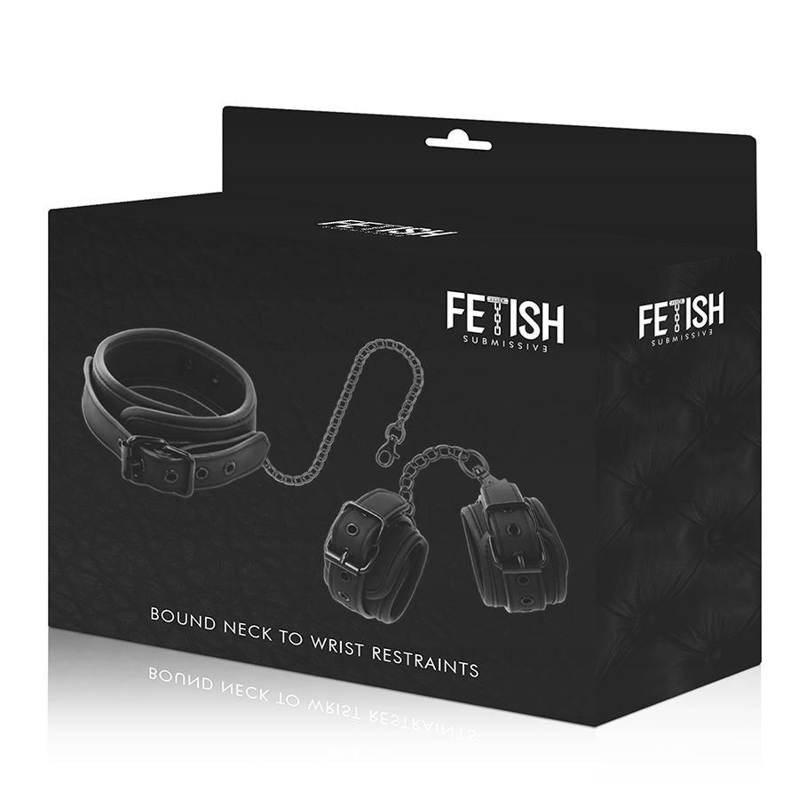 Fetish Submissive Bondage Fetish Submissive - Vegan Leather Necklace And Handcuffs With Noprene Lining