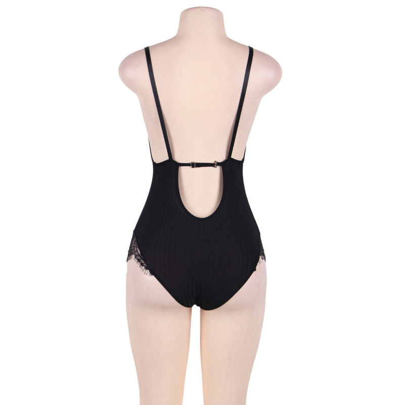 Subblime Queen Plus Size Subblime - Queen Plus Teddy With Clears And Fringes Black