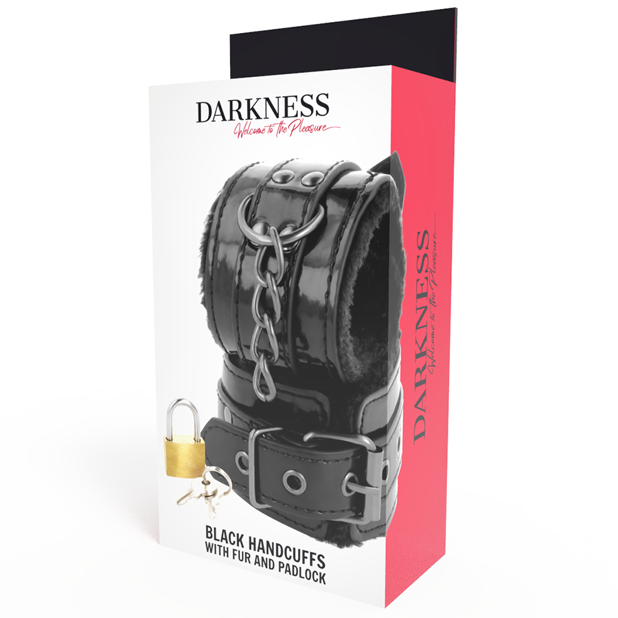 Darkness Bondage Darkness - Black Adjustable Leather Handcuffs With Padlock
