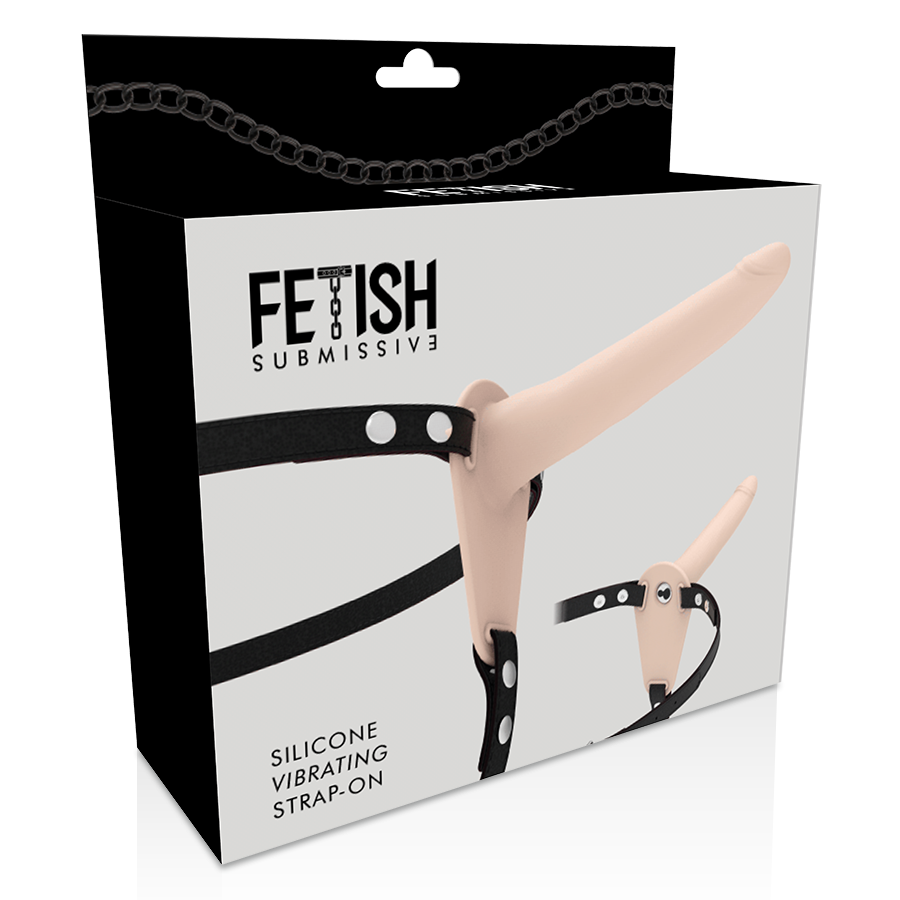 Fetish Submissive Harness Flesh Silicone Vibrator 15 Cm