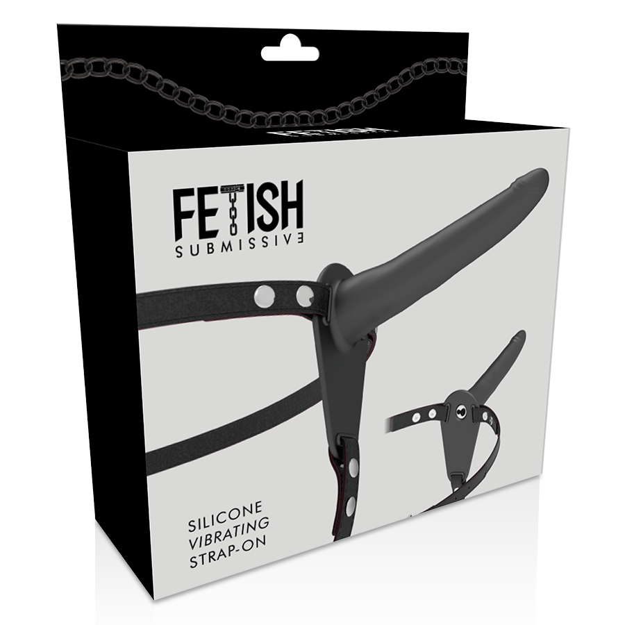 Fetish Submissive Harness Black Silicone Vibrator 15 Cm