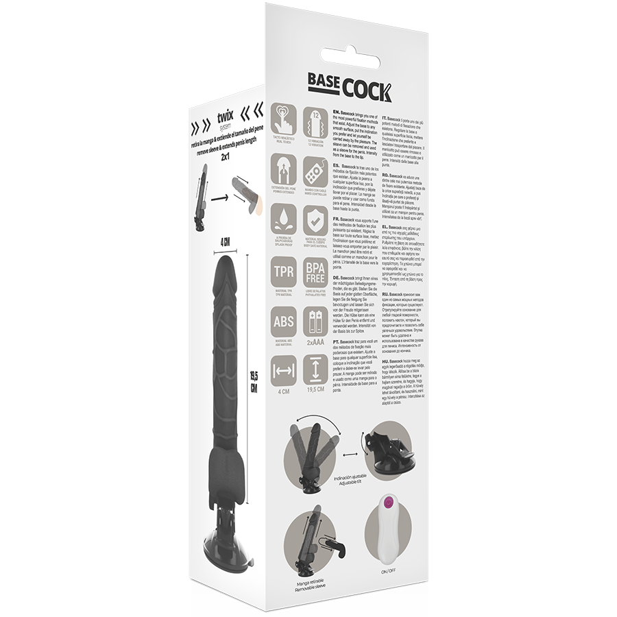 Basecock Realistic Vibrator Remote Control Natural With Testicles 19.5 Cm -O- 4 Cm